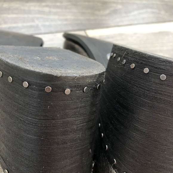 Metallic silver Vince Camuto Studded boots. Mid heel, bootie style - Picture 4 of 7